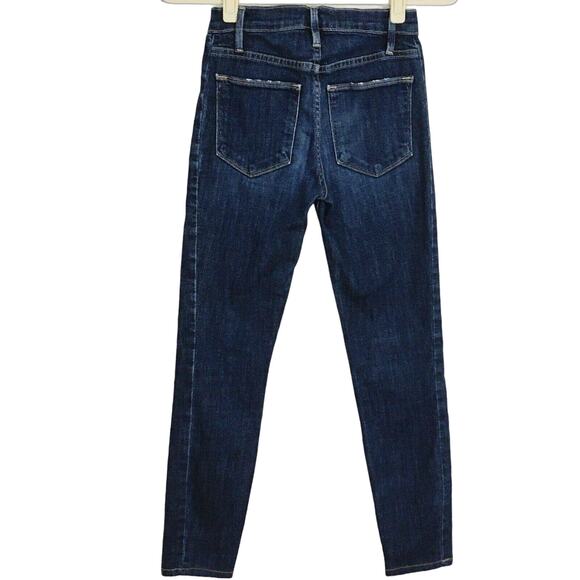 Frame Jeans Le High Skinny Ankle Harway Dark Wash Distressed High Waist Size 24 - Picture 3 of 15